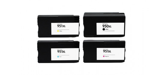 Complete set of 4 HP 950XL-951XL High Yield Compatible Inkjet Cartridges
